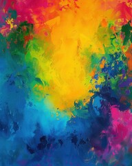 Obraz na płótnie Canvas A vibrant abstract paint splatter background with intense colors, well-suited for energetic April Fools' Day graphics or as a lively art project backdrop.