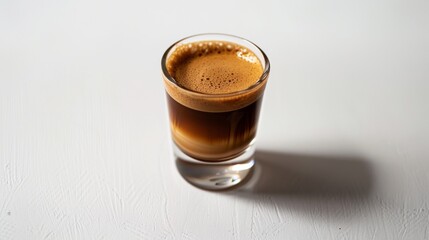 Espresso Shot in Glass on White Background