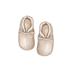 Watercolor baby shoes clipart illustration