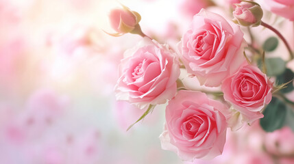 Bouquet of beautiful pink flowers isolated on white, soft pastel color flower background.