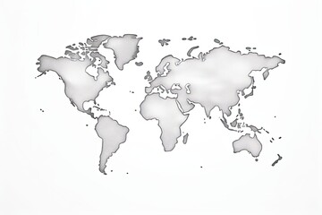 Fototapeta na wymiar Black and white World map illustration on white background, 3d rendering