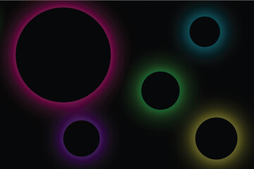 Set of blue, red-purple, green illuminate frame design. Abstract cosmic vibrant color circle background