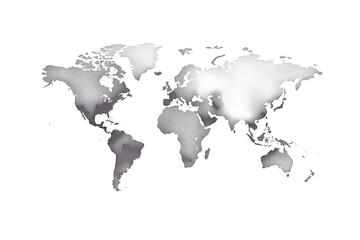 Black and white World map illustration on white background, 3d rendering
