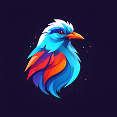 simple cock logo vector with abstract colors on colorful background