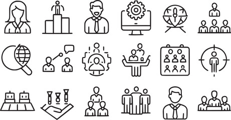 Seminar, interview, Conference, team, brainstorm, meeting web icon set vector collections. 