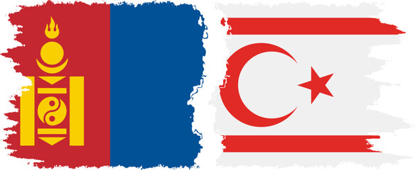 Turkish Republic of Northern Cyprus and Mongolia grunge flags conne