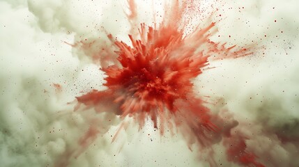 "Central Orange Explosion - Dynamic Image of Very Small Dust on White Background"