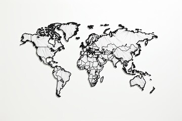 Simple black outline of world map illustration on white background.