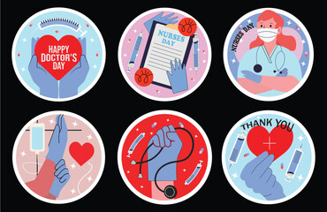 National Doctor's Day. stickers.