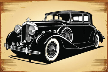 Beautiful Black classic vintage car illustration. Beautiful Vintage car illustration. Classic vintage car design. Vintage car illustration background. vintage car vector art illustration classic car.