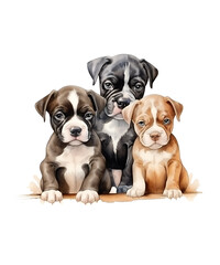 group of cute puppies  on a PNG background