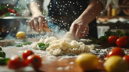 Homemade Pasta Making in Rustic Kitchen