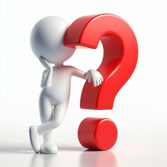 3D man thinking photo with big question mark