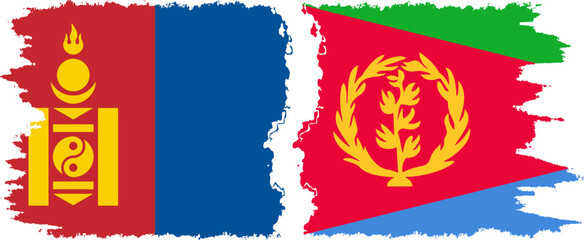 Eritrea and Mongolia grunge flags connection vector