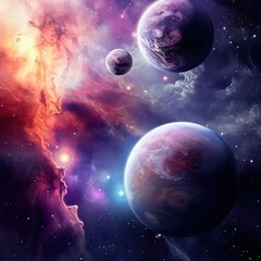 Obraz na płótnie Canvas magical space, planets in the nebula. To the phone's screensaver.