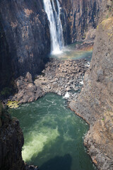 Ponds at the base of the Victoria Falls as the Zambezi flows on