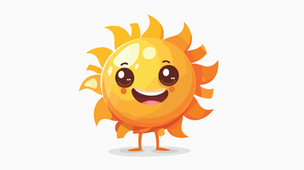 Cute cartoon sun character summer style isolated 