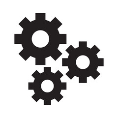 Cogwheel icon. Sprocket wheel logo. Settings button sign. Mechanic gear symbol. Black silhouette isolated on white background. Vector illustration image. eps10