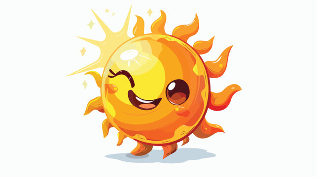 Cute cartoon sun character summer style isolated 