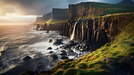 kilt rock and mealt waterfall in Isle of Skye lan - obrazy, fototapety, plakaty