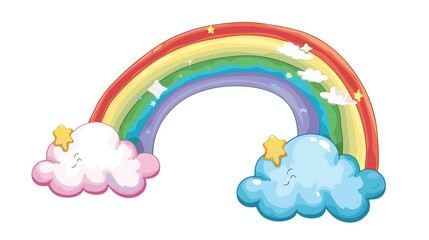 Cute clouds and rainbow drawing vector illustration