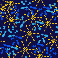 pattern with abstract patterns - with yellow, light blue and dark blue 