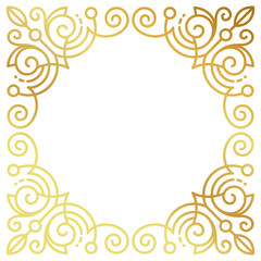 Gold Luxury ornament or floral frame design on png transparent background