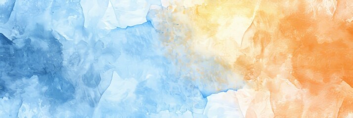 Tranquil spring morning  abstract watercolor background in sky blue and pale yellow