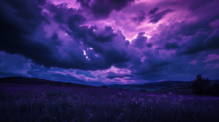 Violet sky background with copy space