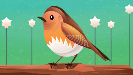 Flat Design Robin Vector Illustration 