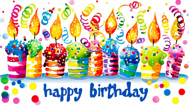 Colorful candles Happy Birthday celebration card