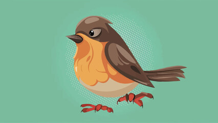 Flat Design Robin Vector Illustration 