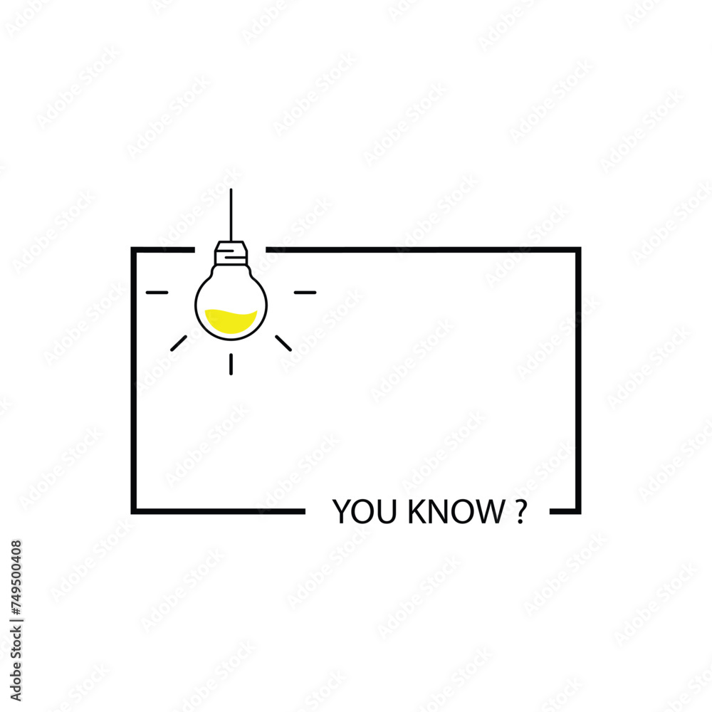 Aufkleber black frame with hanging bulb like like did you know. concept of easy recipe or think outside box or