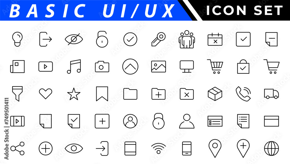 Poster ux ui icons bundle. linear dot style icons. vector illustration