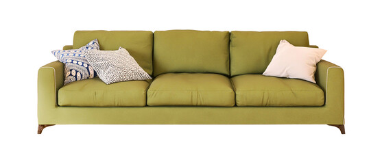 Dark green modern sofa for living room transparent background