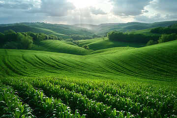 Fototapeta na wymiar huge fertile green fields