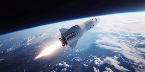 Space Shuttle Ascending into Space above Earth
