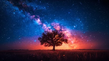 Papier Peint photo autocollant Nasa The Milky Way, the night sky, and the trees are part of this NASA image.