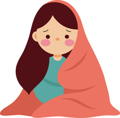 Girl character having a cold