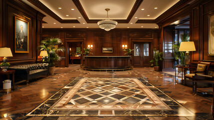 Relaxing Hotel Lobby: Luxury Interior with Flowers, Comfortable Seating, and Elegance