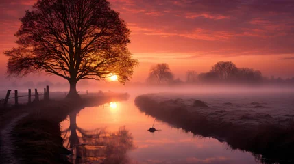Rolgordijnen Mystic sunrise in the provine of Limburg © Mahira