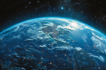 Fototapeta premium Blue Earth in the space. Colorful art. Solar system 