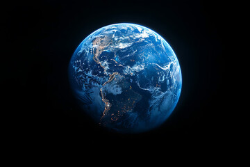 Naklejka na ściany i meble Blue Earth in the space. Colorful art. Solar system 