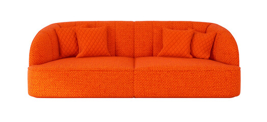 Red Orange sofa transparent background. 3D render