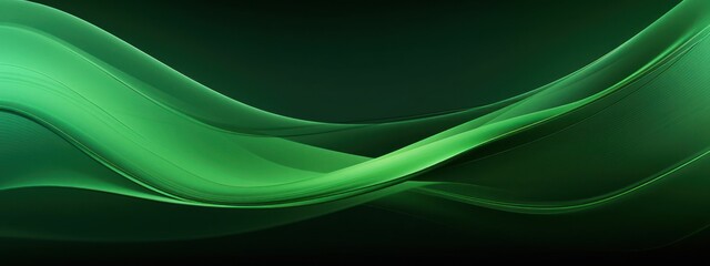 Green Wave on Black Background Generative AI