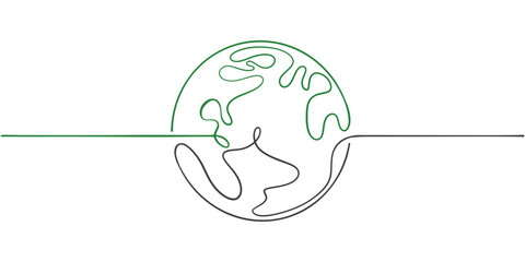 Earth line art style vector illustration, Earth day hand drawn line art style vector