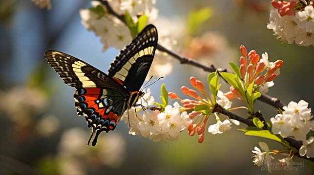 Natures Delicate Dance Butterfly on Blossoms butte
