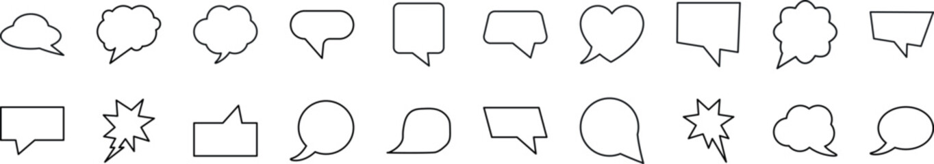Speech Bubbles Linear vector icons collection. Editable stroke. Simple linear illustration for web sites, newspapers, articles book
