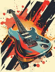 Vector Illustration Abstract Rock and Roller --ar 3:4 --style raw 