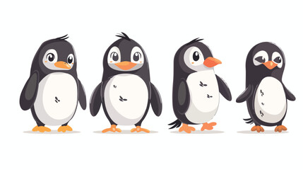 Little cute penguin bird character vector illustration - obrazy, fototapety, plakaty